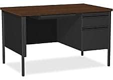 Lorell Single Right Pedestal Desk, 48 by 30 by 29-1/2-Inch, Black Walnut