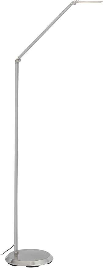 Possini Euro Design Kobie Modern Industrial 50" Tall Standing Floor Lamp Task LED Dimmable Silver Metal Satin Nickel Finish for Living Room Bedroom House Reading Office Home Decor Entryway