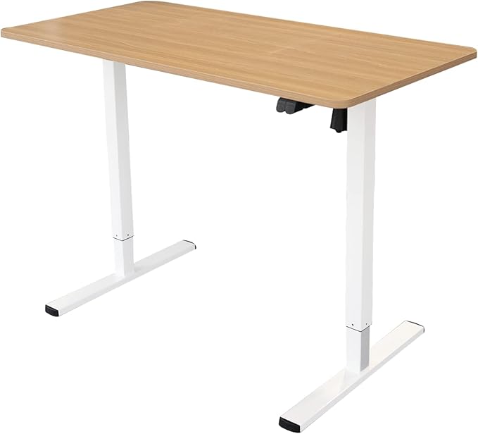 Stand Up Desk Store Electric Compact Standing Desk (Charcoal Frame/Natural Oak Top, 48” Wide)