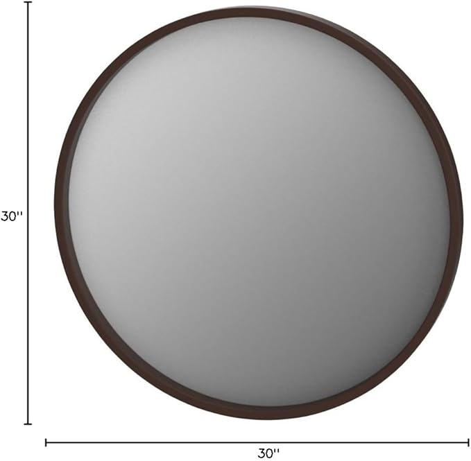 Kate and Laurel Hutton Round Decorative Wood Frame Wall Mirror, 30 Inch Diameter, Walnut
