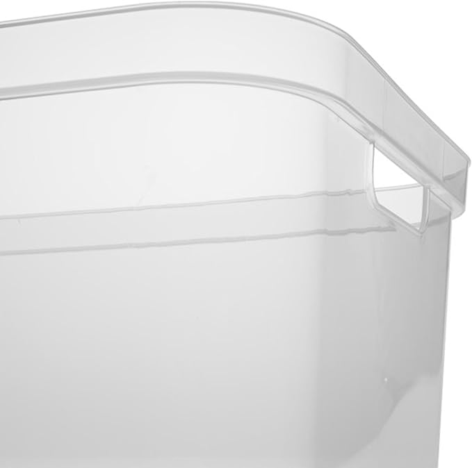 Sterilite 5.25 x 12.25 x 15 Inch Medium Modern Storage Bin w/Comfortable Carry Through Handles & Banded Rim for Household Organization, Clear 16 Pack