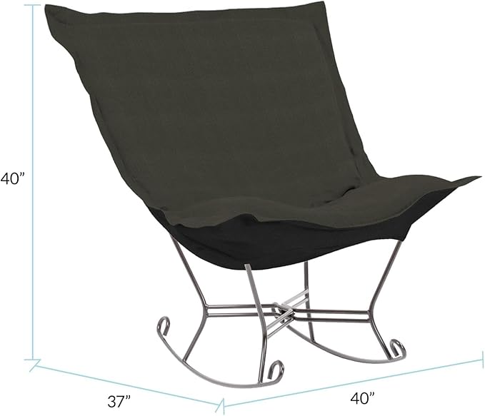 Howard Elliott Scroll Puff Rocker With Cover, Titanium Frame, Sterling Charcoal, 40"w x 37"D x 40"H