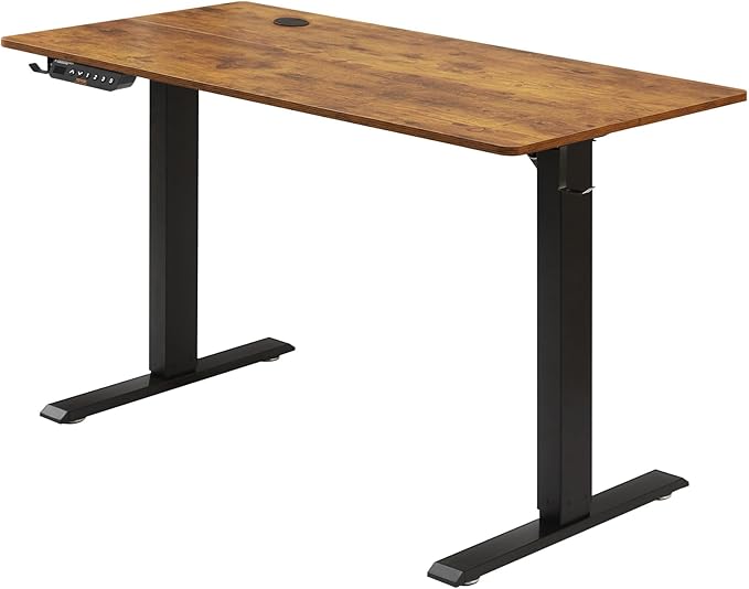 VEVOR Height Adjustable Desk, 55.1 x 23.6 in, Support 180 lbs, Electric Standing Desk with 3 Memory Presets, Sturdy Dual Metal Frame, Versatile Computer Sit Stand up Desks, Suitable for Home Office