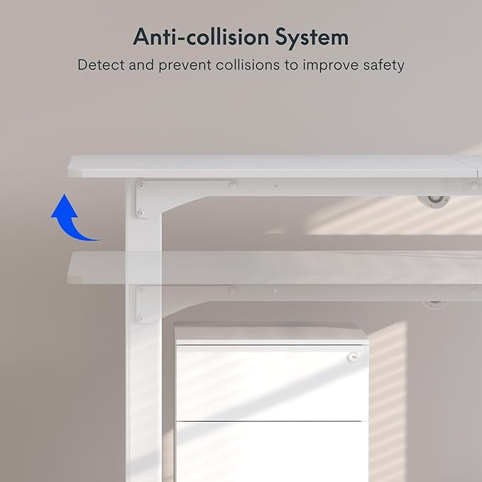 FLEXISPOT 4 Legs Standing Desk 71 x 32 Inch Adjustable Height Desk with Splice Board Home Office Sit Stand Up Desk, White Top + White Frame
