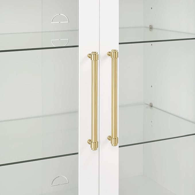 Crosley Furniture Roarke 2-Piece Glass Door Kitchen Pantry Storage Cabinet Set, Living Room, Entryway, White