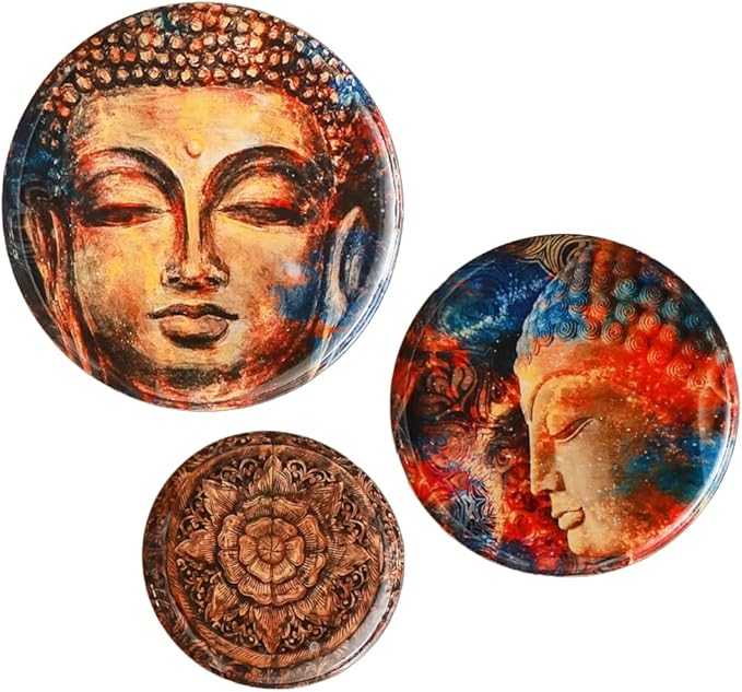 RITUALISTIC Nirvana Iron Wall Art Plates – Set of 3 Decorative Plates | Contemporary Metal Wall Decor | Modern Wall Hanging for Living Room, Bedroom & Home Interiors |Christmas gifts
