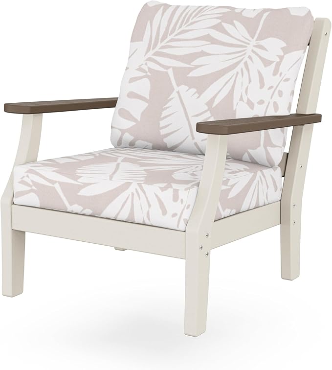Martha Stewart by POLYWOOD® Chinoiserie Deep Seating Chair in Sand/Kona/Leaf Dune Burlap