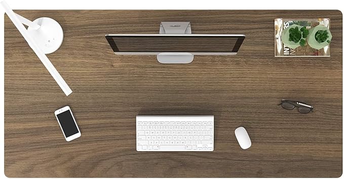 FLEXISPOT E6 3 Stages Dual Motor Electric Standing Desk 48x30 Inch Whole-Piece Board Height Adjustable Electric Sit Stand Desk(White Frame + Brown Wood Grain Desktop, 2 Packages)