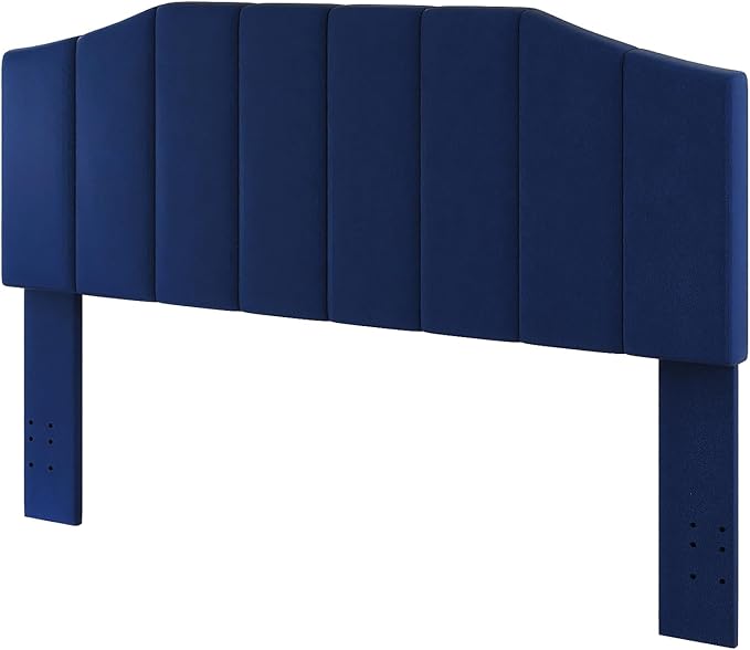 Velvet Queen Size Headboard, Upholstered Headboard Queen/Full Size Wall Mount and Bed Frame Mount, Featuring High-Density Sponge Padding Luxury Texture Easy Assembly Comfort Style-Navy Blue