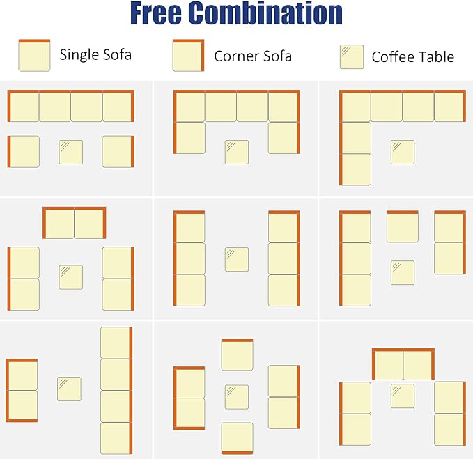 Tangkula 7 Pieces Patio Rattan Furniture Set, Patiojoy Outdoor Conversation Set with Cushions and Tempered Glass Coffee Table, All-Weather Sectional Sofa Set for Garden, Lawn, Backyard (Navy Blue)