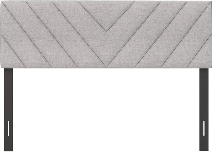 KOMFOTT Linen Fabric Upholstered Headboard for Full/Queen Size Bed, Rectangular Headboard with Solid Wood Legs & Adjustable Width, Padded Full/Queen Bed Headboard, Easy Assembly, Gray