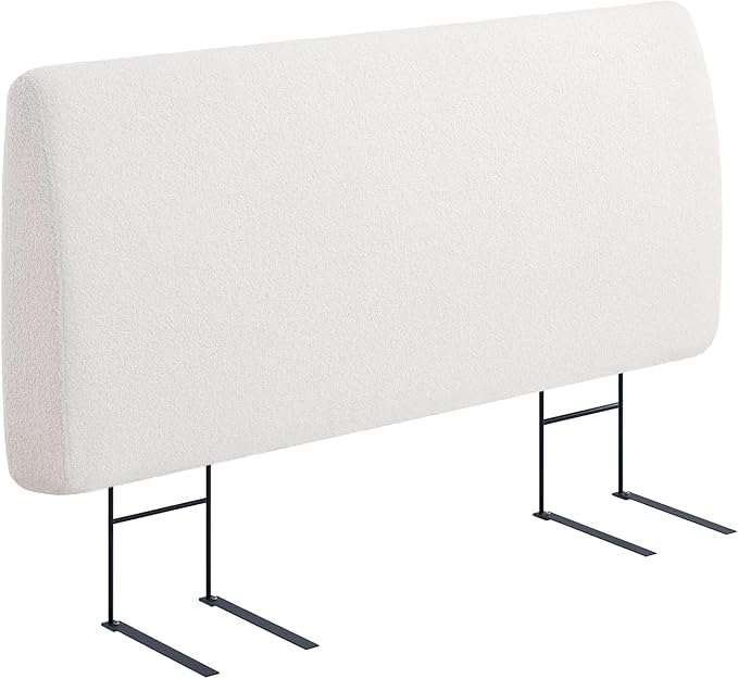 4.7" Upholstered Headboard for Queen Size Bed, Height Adjustable and Ergonomic Headboard, Easy Assemble, Sturdy and Durable, Teddy Velvet, Beige
