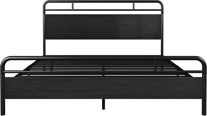 Allewie King Size Platform Bed Frame with Wooden Headboard and Footboard, Heavy Duty 13 Metal Slats Support, Under-Bed Storage, No Box Spring Needed, Noise Free, Easy Assembly, Black Oak