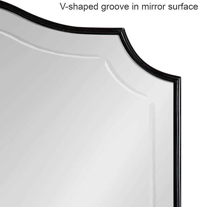 Kate and Laurel Hollyn Glam Scalloped Wall Mirror; 20 x 30; Black; Decorative Traditional Wall Decor with Elegant Frame and Soft Scallops