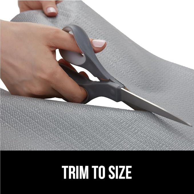 GORILLA GRIP DripGuard Shelf Liner, Non Adhesive Drawer and Kitchen Cabinet Protector, Slip Resistant BPA Free Smooth Surface Plastic Liners for Cabinets, Bathrooms, Closets, 17.5x120 Inch, Gray