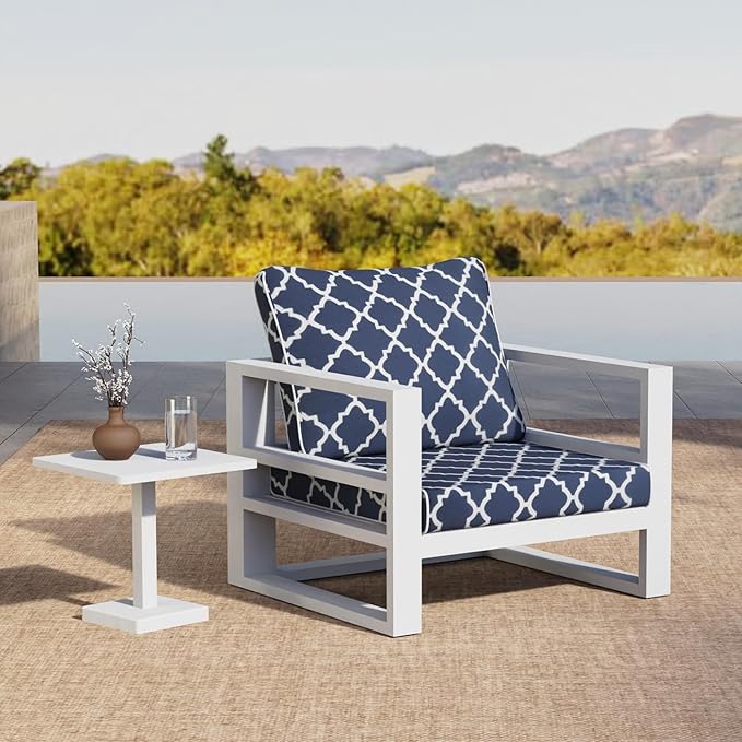 Outdoor Cushion Set for Patio Furniture Deep Seat Chair Cushions Weather Resistant Sofa Chair Pad, 24.4x23.6 Inch, Blue Diamond