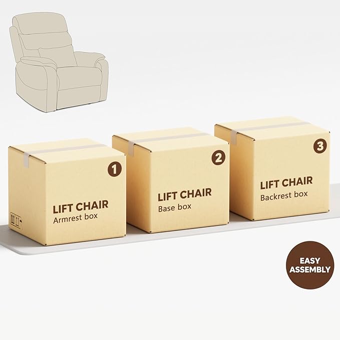 Power Lift Recliners Chairs for Elderly Adults Lay Flat Recliner with Heat & Massage, Wireless Charging Device, USB Ports, Cup Holder, Lumbar Pillow, 400Lbs(Grainy Fibric,Oatmeal)