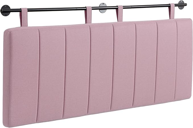 UEV Queen Headboard Only, Wall Mounted Hanging Upholstered Bed Head Board, Modern Vertical Channel Design of Fine Linen, Elegant Pink Fluted Headboard for Bedroom (Pink, Queen Size)