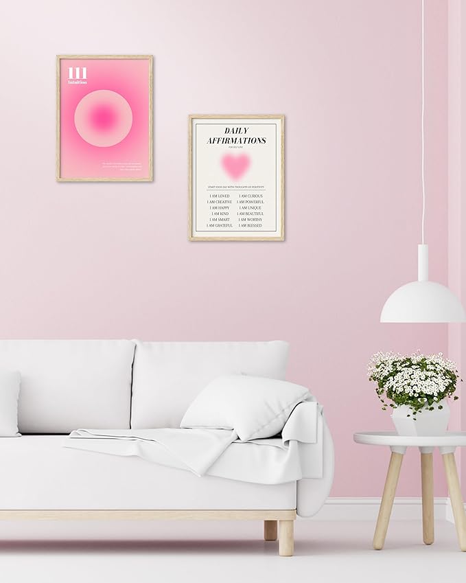 HesenDot Pink Motivational Canvas Wall Art,Unframed Daily Affirmations Prints, 12x16in Aesthetic Butterfly Poster,Unique Wall Decor for Women Girls Bedroom Study Dorm Office Home,3 Pack