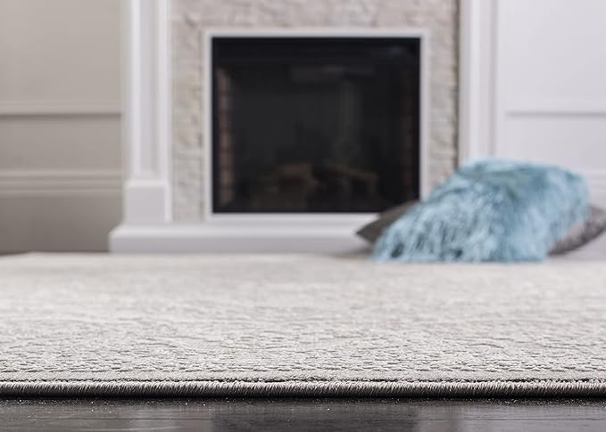 SAFAVIEH Area Rug 3' Square - Reflection Collection - Light Grey & Cream, Non-Shedding & Easy Cleaning, Ideal for Living Room, Bedroom (RFT668G)