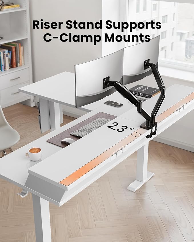 ErGear L Shaped Electric Standing Desk, 63" Ergonomic Corner Height Adjustable Desk with Drawers, Sit Stand Computer Table with Storage for Work Office Home, White