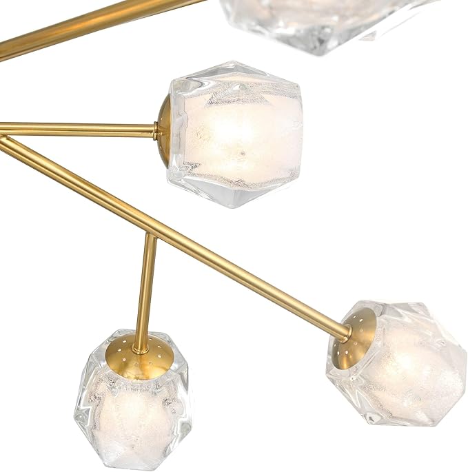 Possini Euro Design Tofay Warm Brushed Brass Sputnik Chandelier Lighting 37 3/4" Wide Modern Dimmable LED Frost Glass Shades 12-Light Fixture for Dining Room House Foyer Kitchen Island Entryway