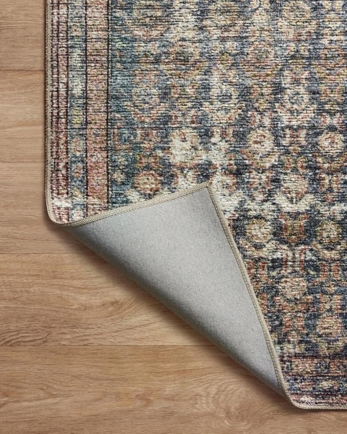 Loloi Amber Lewis Billie Collection, Ocean & Brick 8'-6" x 11'-6" Area Rug – Antique & Distressed Accent Rugs for Living Room, Bedroom, Entryway & Hallway, No Shed High Traffic Area Home Decor Rug