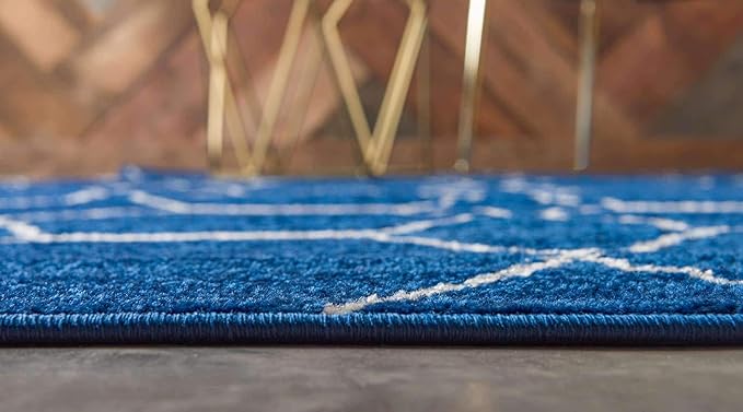 Unique Loom Trellis Frieze Collection Area Rug - Geometric (7' 10" Square, Navy Blue/ Ivory)