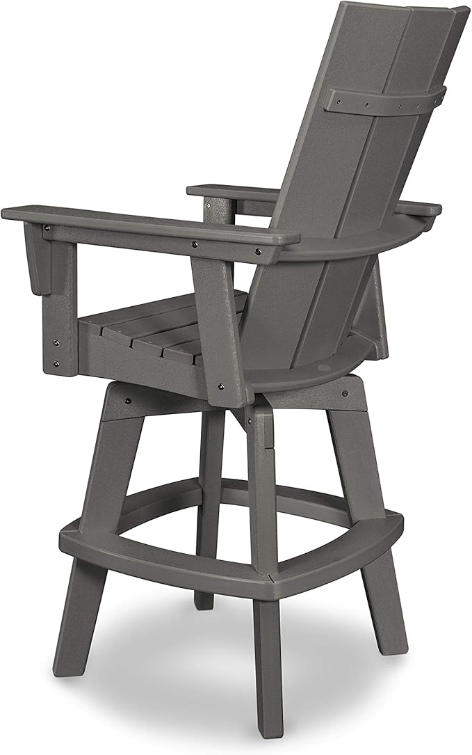 POLYWOOD® Modern Curveback Adirondack Swivel Bar Chair in Green