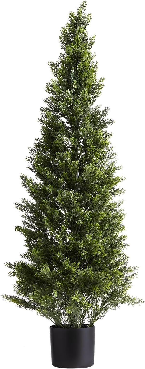 VEVOR Artificial Cedar Topiary Trees, 48 inch 2 Set Faux Pine Shrubs Plants, Fake Silk Tree Look Real, Easy Assembly for Decor Front Porch Outdoor Patio Garden Balcony Backyard Indoor Office
