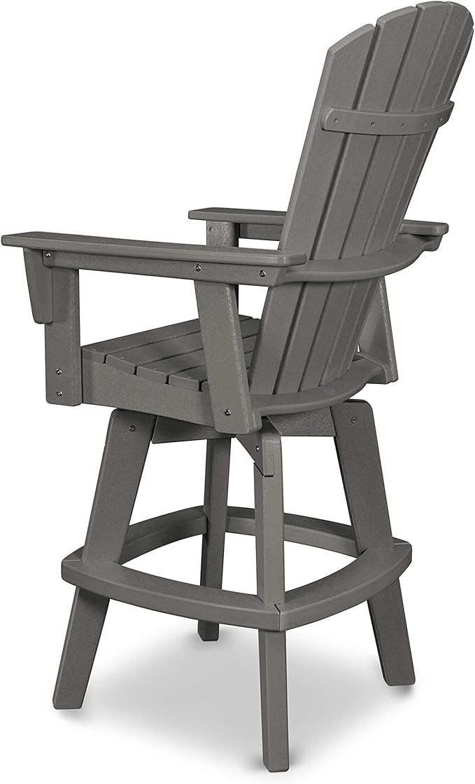 POLYWOOD® Nautical Curveback Adirondack Swivel Bar Chair in Green