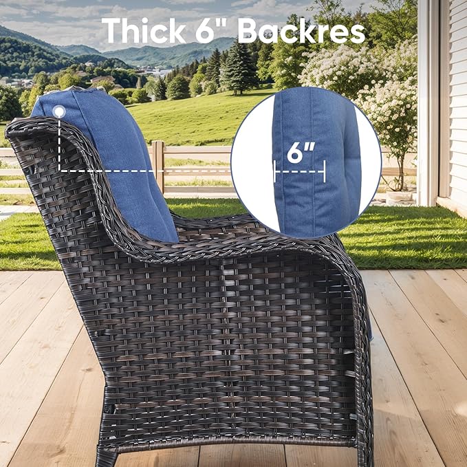 9-Piece Outdoor Patio Cushion Set - Fade & Water Resistant with Removable Olefin Cover, 22x24x4 Inch Memory Foam Cushions for Wicker Sectional Sofa – Blue/Buckle