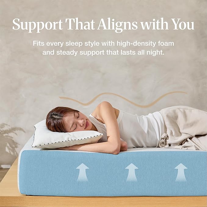 LIFEMENT Basic Twin Cooling Gel Infused Memory Foam Mattress in a Box | Medium Firm Bed, Fiberglass Free, Certified Pressure Relief Foam, Cooling Comfort Sleep, 6 Inch