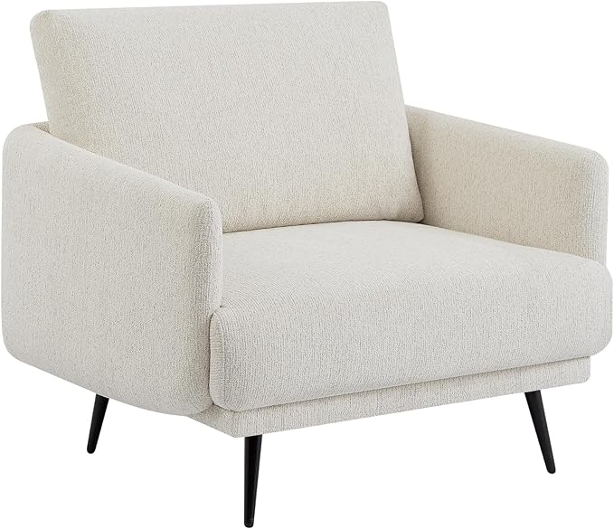 Oversized Accent Chair for Living Room Chairs Reading Arm Chair Comfy Modern Single Sofa Side Chairs with Metal Legs & Soft Cushion for Bedroom, Waiting Room (Chenille Oatmeal, Set of 2)