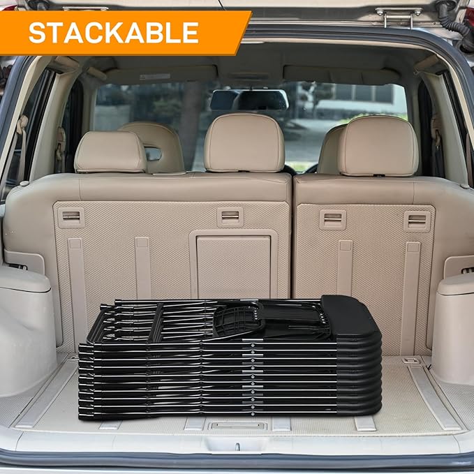 60 Pack Black Plastic Folding Chairs, Portable Party Chairs, Stackable Commercial Seats with Steel Frame for Home Office Wedding Party Indoor Outdoor Events Chairs, 350lbs Capacity