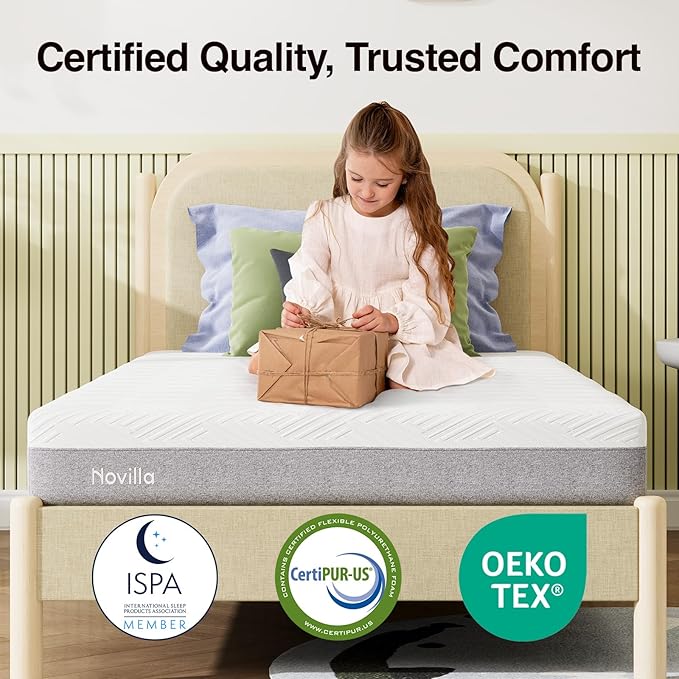 Novilla Twin Mattress 6 Inch, Gel Twin Memory Foam Mattressess in a Box for Supportive & Pressure Relief & Cooling Night Sleep, CertiPUR-US Certified