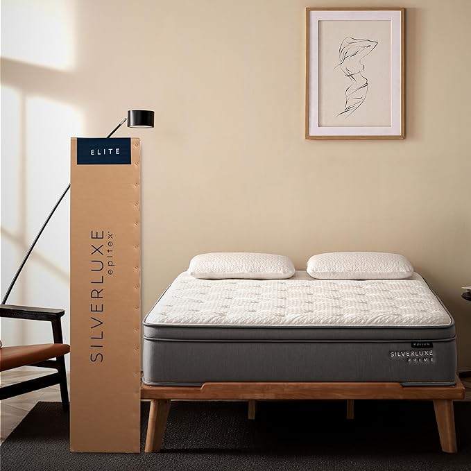 EPITEX Silverluxe Prime Queen Mattress, 12 Inch Gel Memory Foam Queen Size Mattress in a Box, Individual Pocket Spring for Low Motion Transfer, Medium Firm Mattress, Gray