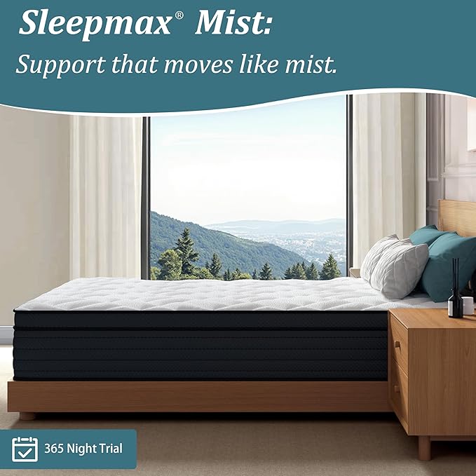 Sleepmax Extra Firm King Mattress 14 Inch - Deep Sleep Hybrid Mattress Pain Relief - Bed in a Box for Back & Side Sleeper - Extra Lumbar & HIPS Support - CertiPUR-US Certified, 365-Night Trial