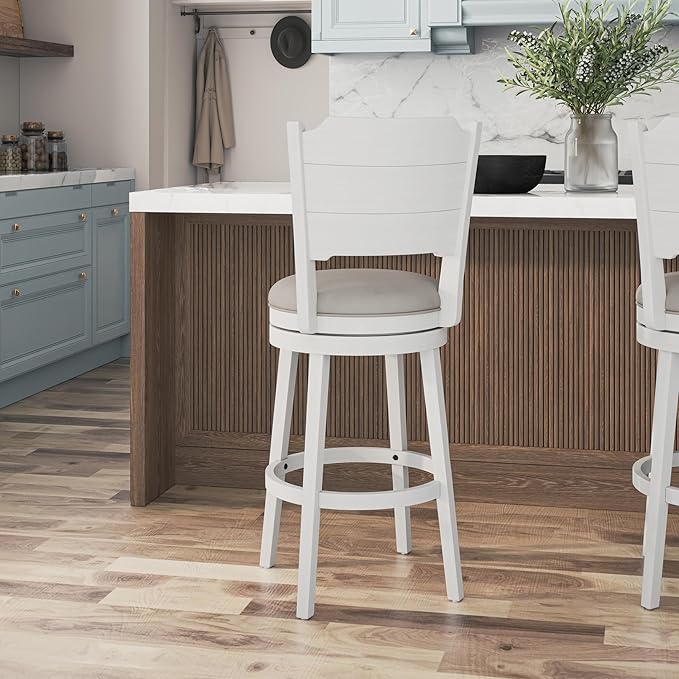 Hillsdale Clarion Wood Swivel Bar Height Stool, Sea White