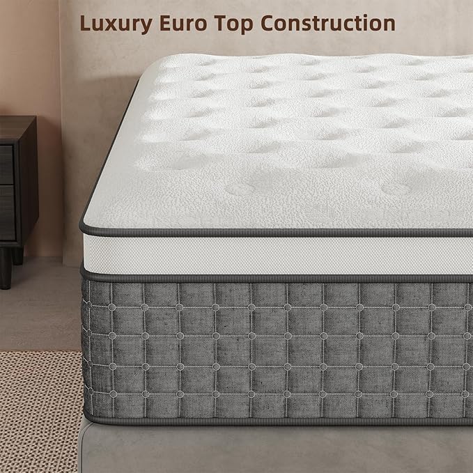 Mattress Full Size, Medium Firm 10 Inch Mattress with Extra Lumbar & Shoulder Support, Hybrid Mattresses with Gel Memory Foam Pain Relief - Fiberglass Free - No Odor - 365 Night Trial