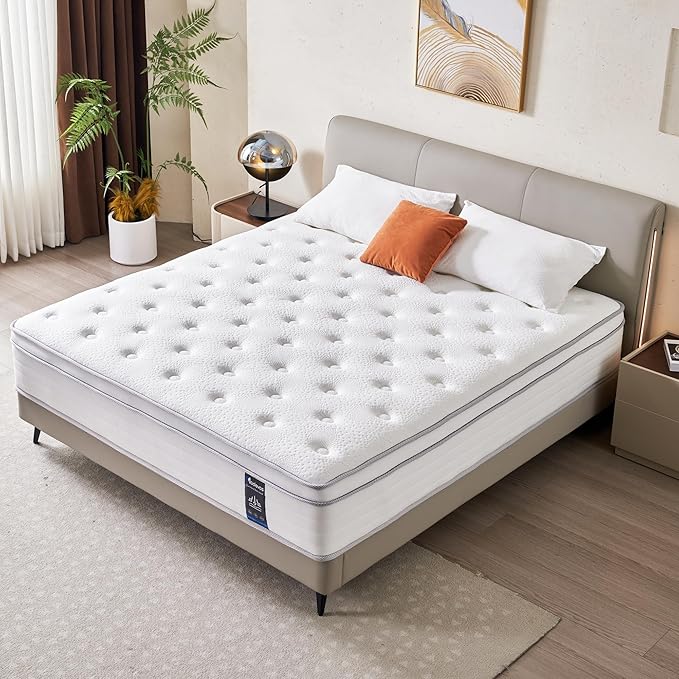 Twin Mattress, 10 Inch Hybrid Mattress in a Box, Memory Foam and Individual Pocket Springs, Fiberglass Free, Soft and Breathable, Medium Firm Feel
