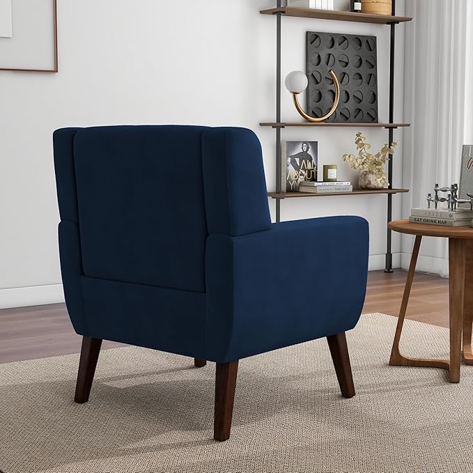 Accent Chair, Modern Velvet Arm Chair for Living Room, Bedroom, Comfy High-Resilient Sponge Reading Chair for Small Spaces (Velvet Royal Blue, Set of 1