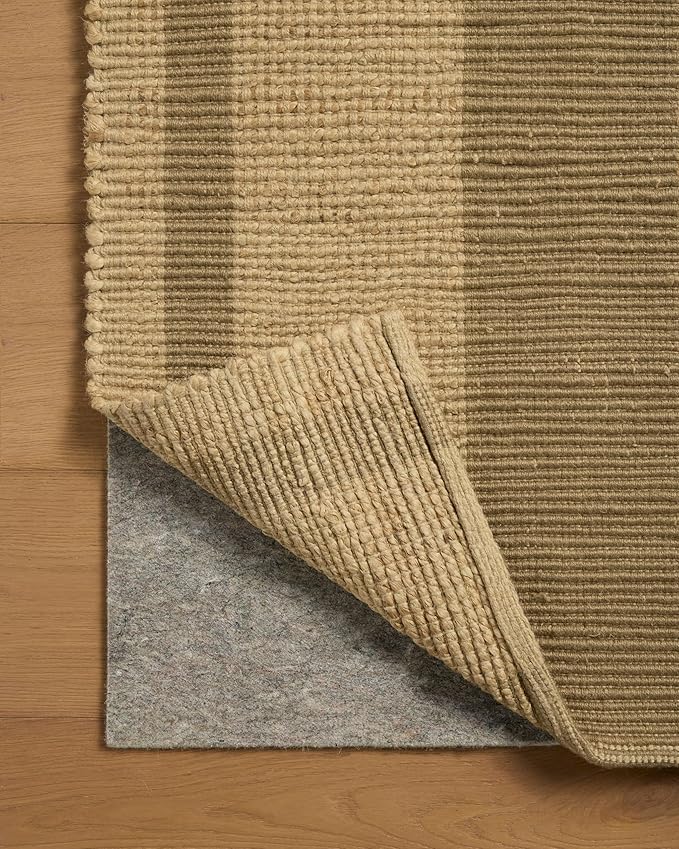 Loloi Leanne Ford Weatherstaff Collection WTS-03 Natural/Olive 7'-9" x 9'-9" Area Rug Jute, Striped, Neutral, Living Room, Bedroom, Dining Room