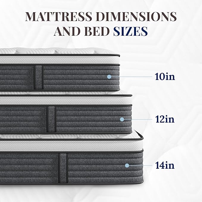 CH CHARME HOUSE Queen Mattress, 14 Inch Hybrid Queen Size, Medium Feel Foam and Individual Pocket Springs, Fiberglass Free Bed Mattress, Extra Edge Support, Pressure Relief, CertiPUR-US