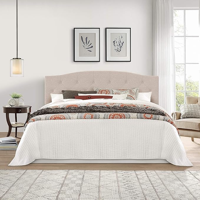 Hillsdale Provence Upholstered, King/Cal King Headboard with Frame, Light Beige