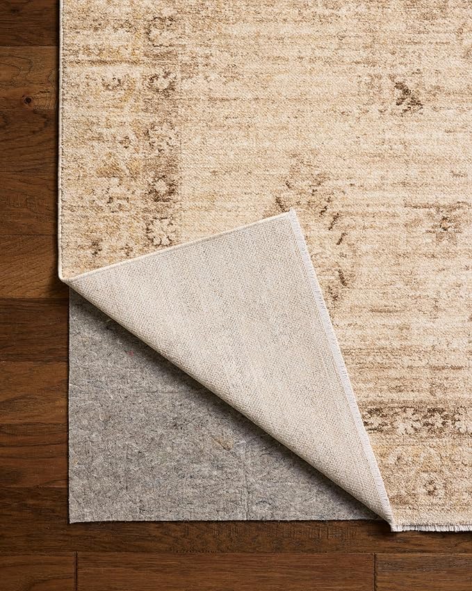 Loloi Chris Loves Julia Palma Collection PLM-06 Natural/Smoke 5'-3" x 7'-6" Fringe Area Rug Vintage Style Boho Living Room Bedroom Carpet