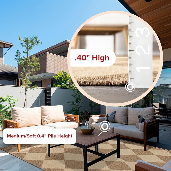 nuLOOM Outdoor Performance Collection Sabina Brown/Ivory, 4' x 6', Soft and Cozy, High Traffic, Stain Resistant, Easy Clean, Durable Area Rug for Indoor/Outdoor Patio, Deck, Porch, Garden, Courtyard