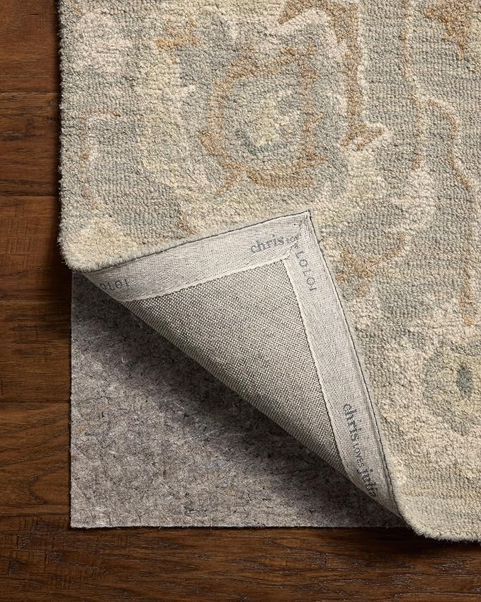 Loloi Chris Loves Julia Dorothea Collection DRT-01 Stone/Multi 2'-6" x 7'-6" Runner Rug Wool Neutral Floral Living Room Bedroom Carpet