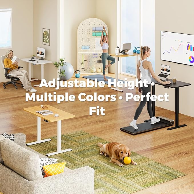 One-Piece Standing Desk 47 x 24 Inches, Small Adjustable Height Desk, Electric Sit Stand Desks Home Office Computer Workstation, White