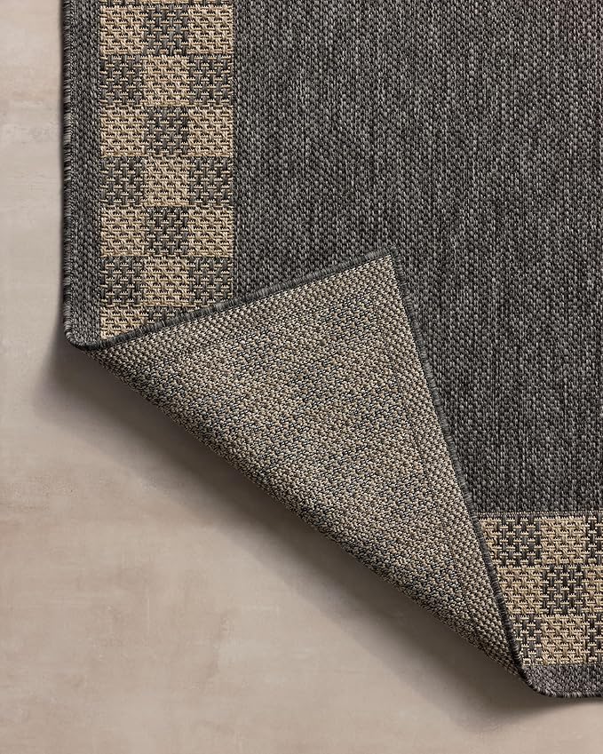 Loloi Chris Loves Julia Providence Collection PRC-01 Charcoal/Natural 7'-6" x 7'-6", .12" Pile Height, Indoor/Outdoor Round Area Rug